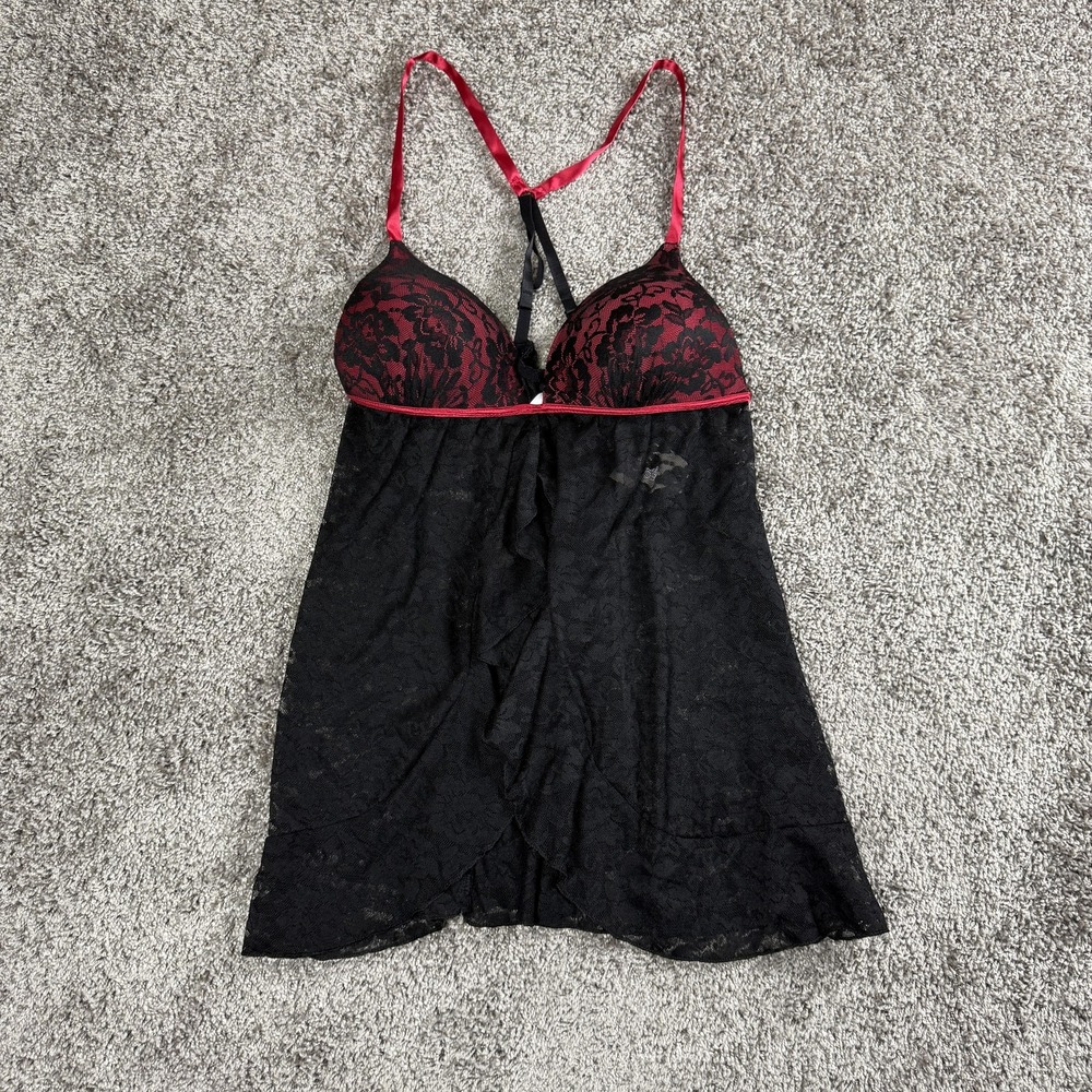 NEW Womens Black Babydoll‎ Chemise Lingerie Medium Romantic Coquette Nightwear